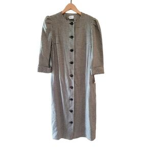 Neiman Marcus Black and White Herringbone Design Vintage Dress NWT Preppy